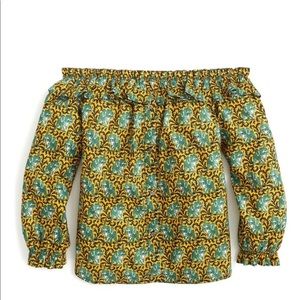 J. Crew Elephant Print Off The Shoulder Top